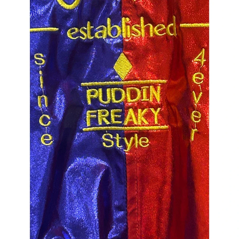 B.I.Fineny Kids Harley Quinn Property of Joker Metallic Bomber Jacket Red Blue